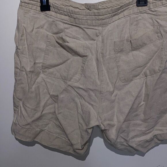 L.L. Bean Women's Tan Classic Fit Linen Drawstring Casual Shorts Size 14 - Picture 5 of 7